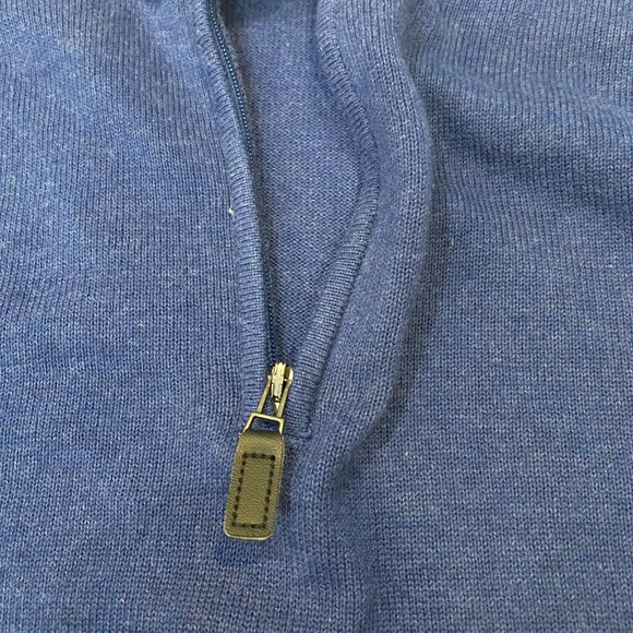 Jos A Bank Traveler Sweater Mens Size XL Pima Cotton Knit Quarter Zip NWT Blue - Picture 7 of 9
